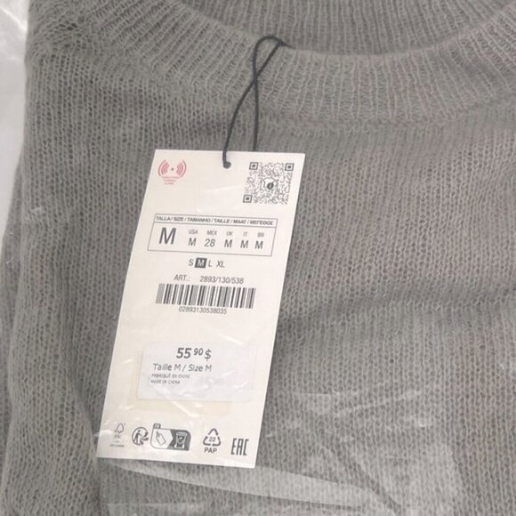 Zara, Women's Round Neck Knit Sweater - Grey. Size: M. NWT - Picture 6 of 11